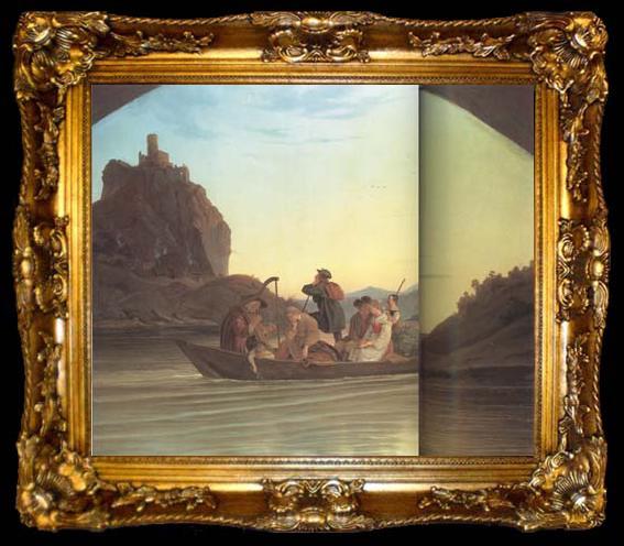 framed  Adrian Ludwig Richter Crossing the Elbe in front of the Schreckenstein (mk10), ta009-2